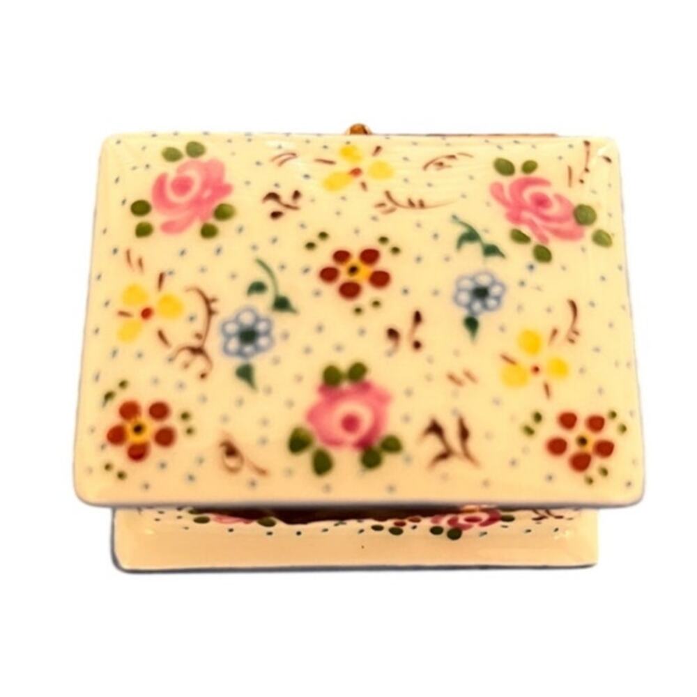 Limoges Flowered Hinged Box with Baby Photo Frame Inside Eximious Vintage & Rare